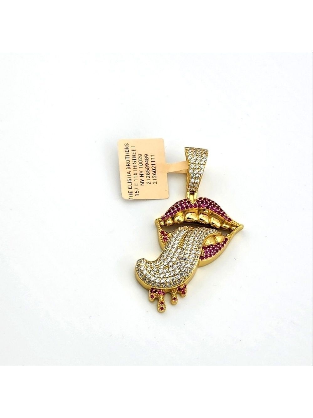 Dripping Lips 925 Silver dipped in gold pendent